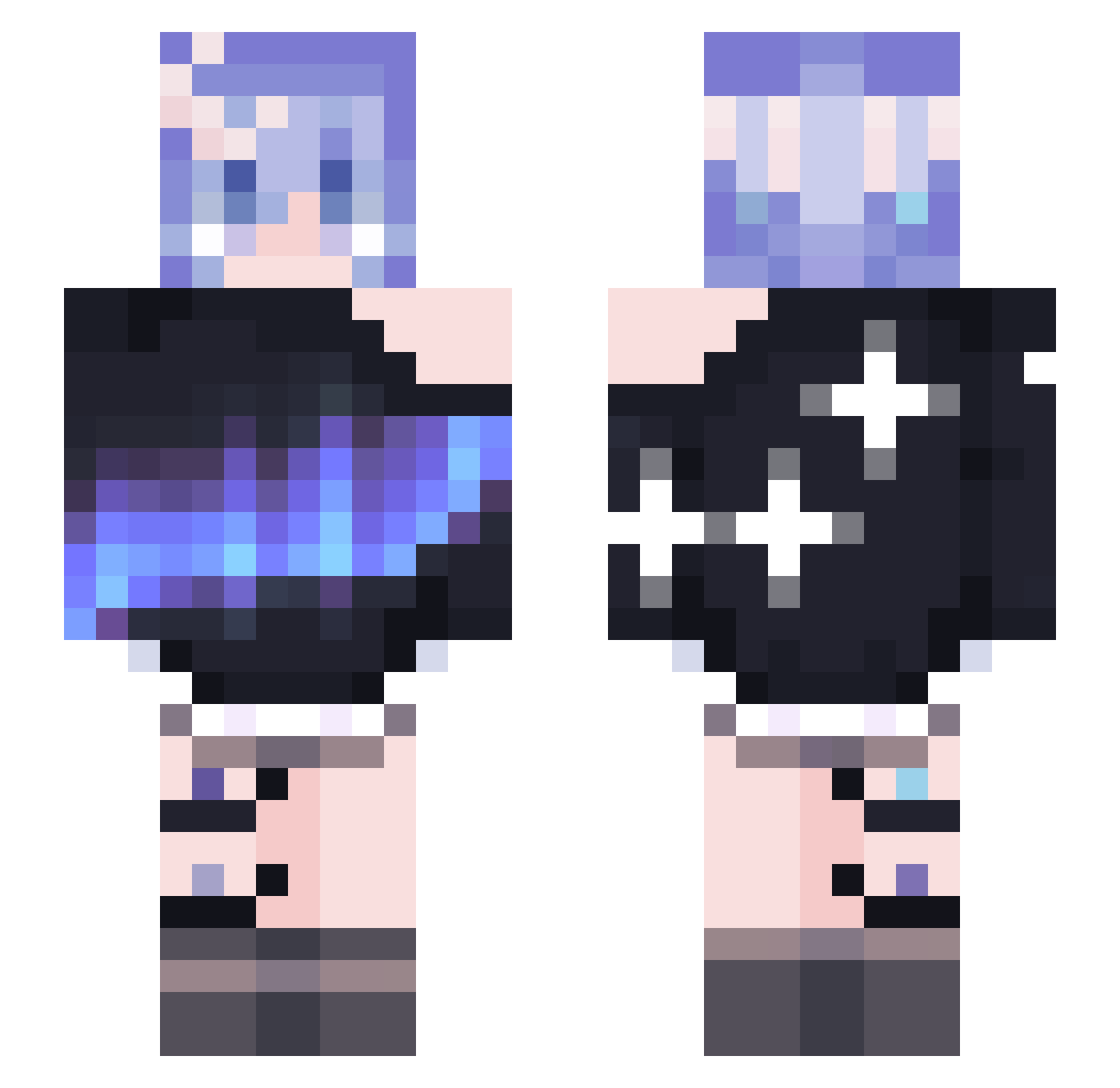 Apextation Minecraft skin, front and back view