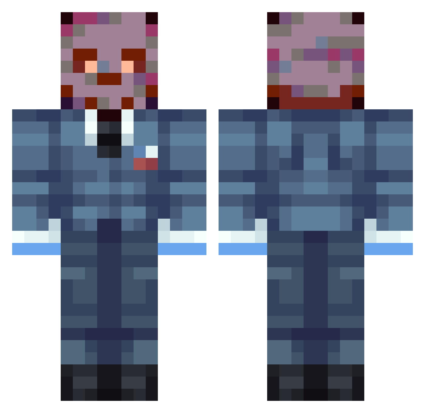 AnthosTV Minecraft skin, front and back view
