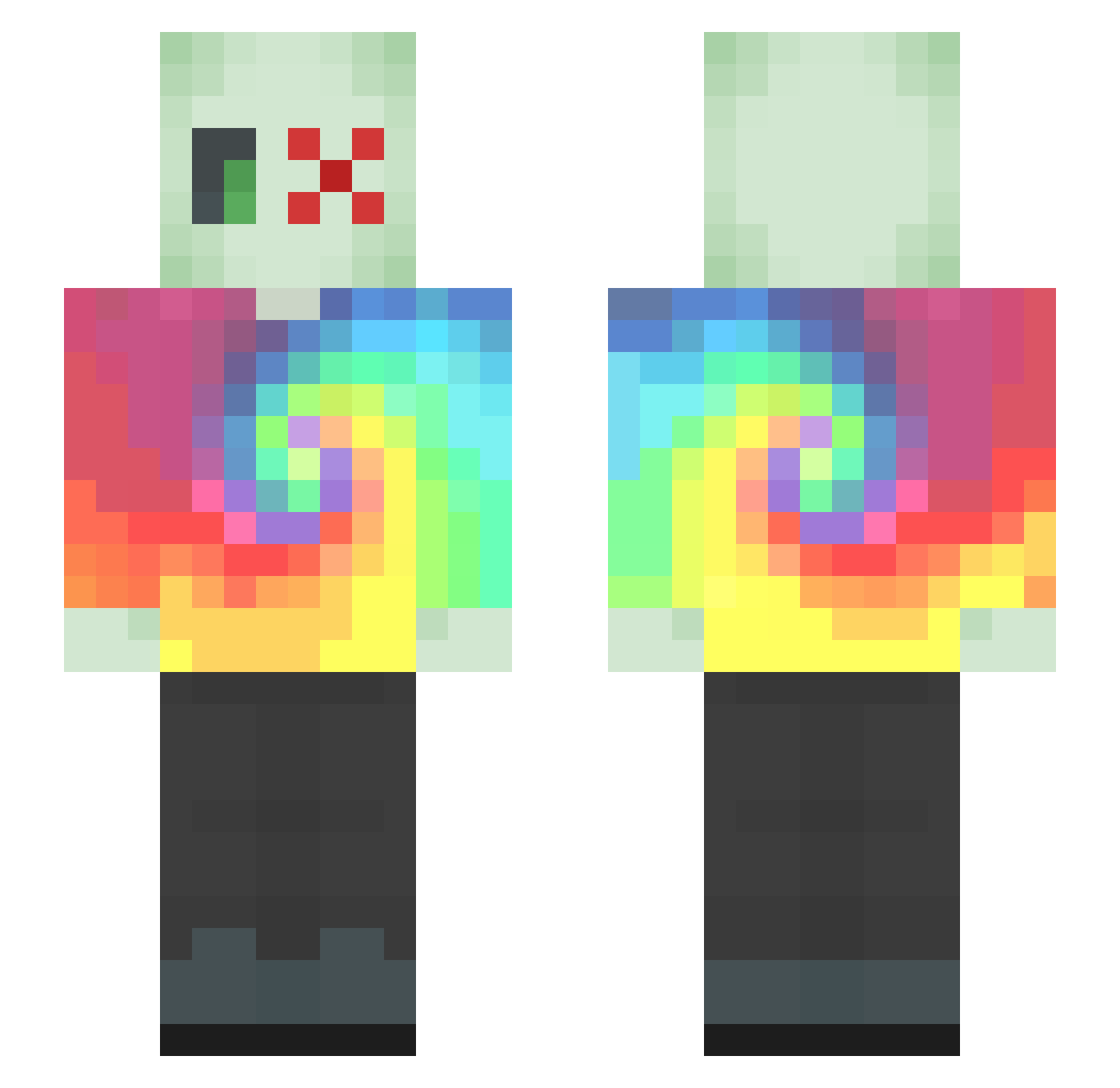 Egoney Minecraft skin, front and back view