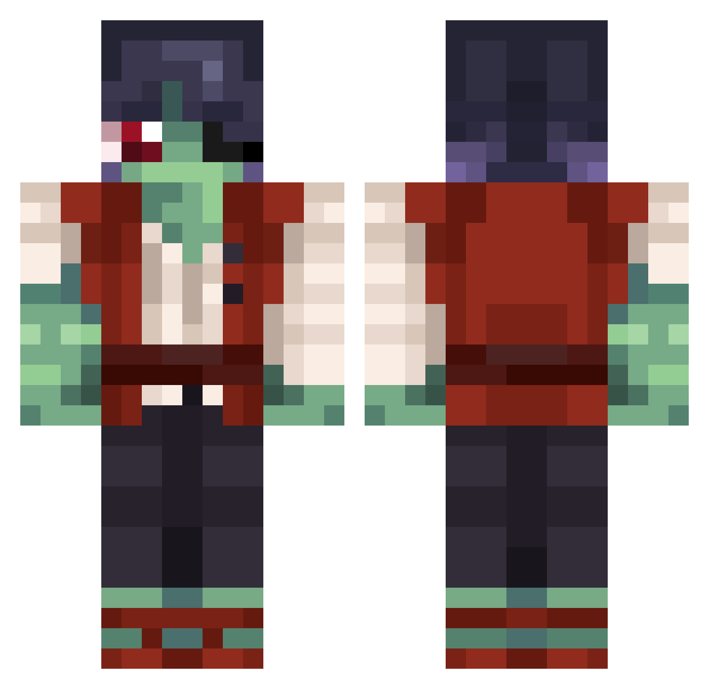 dementiagames Minecraft skin, front and back view