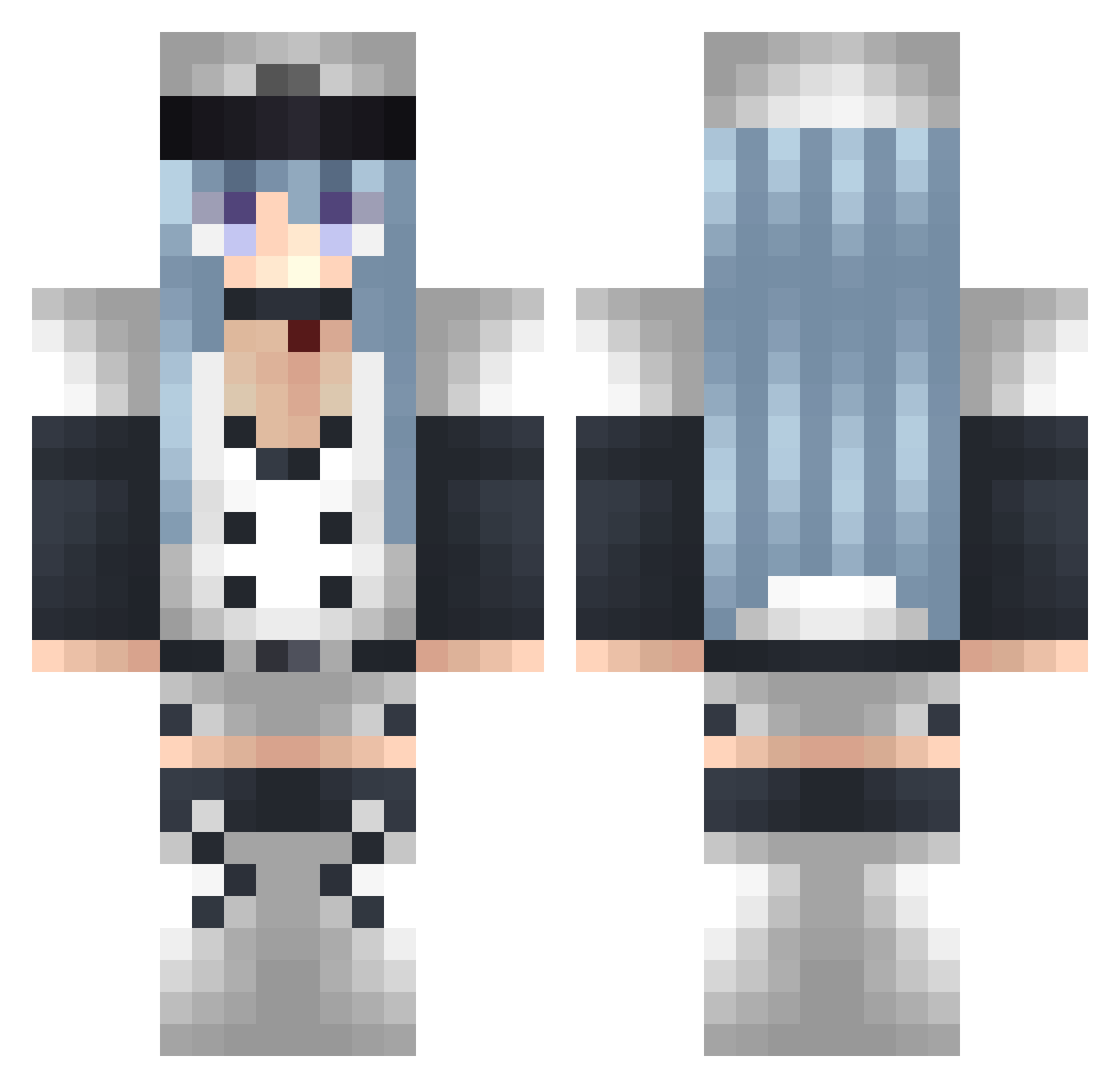 nahzto Minecraft skin, front and back view