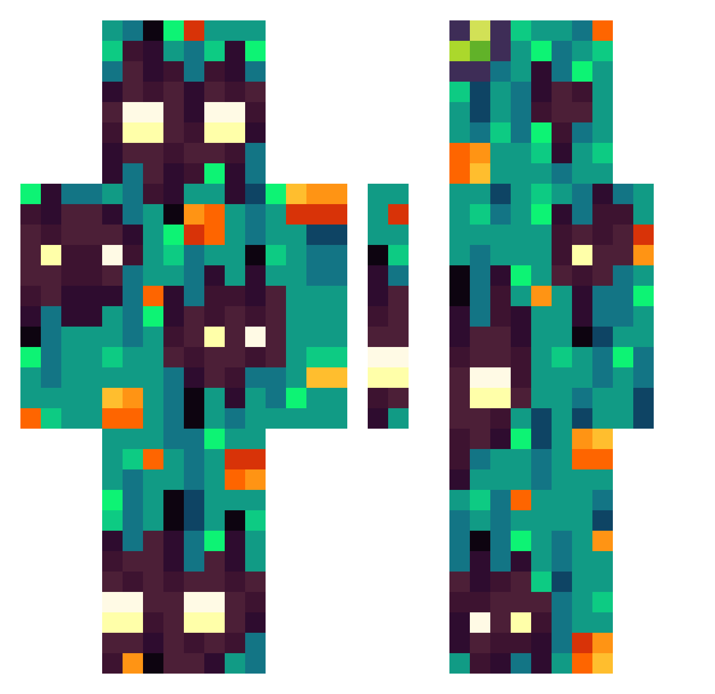 Zuzeido Minecraft skin, front and back view