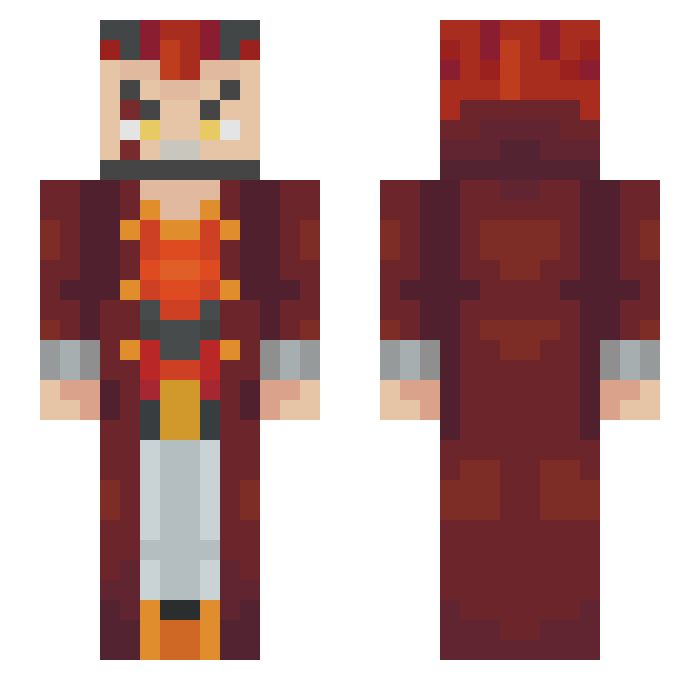 TheMatus Minecraft skin, front and back view
