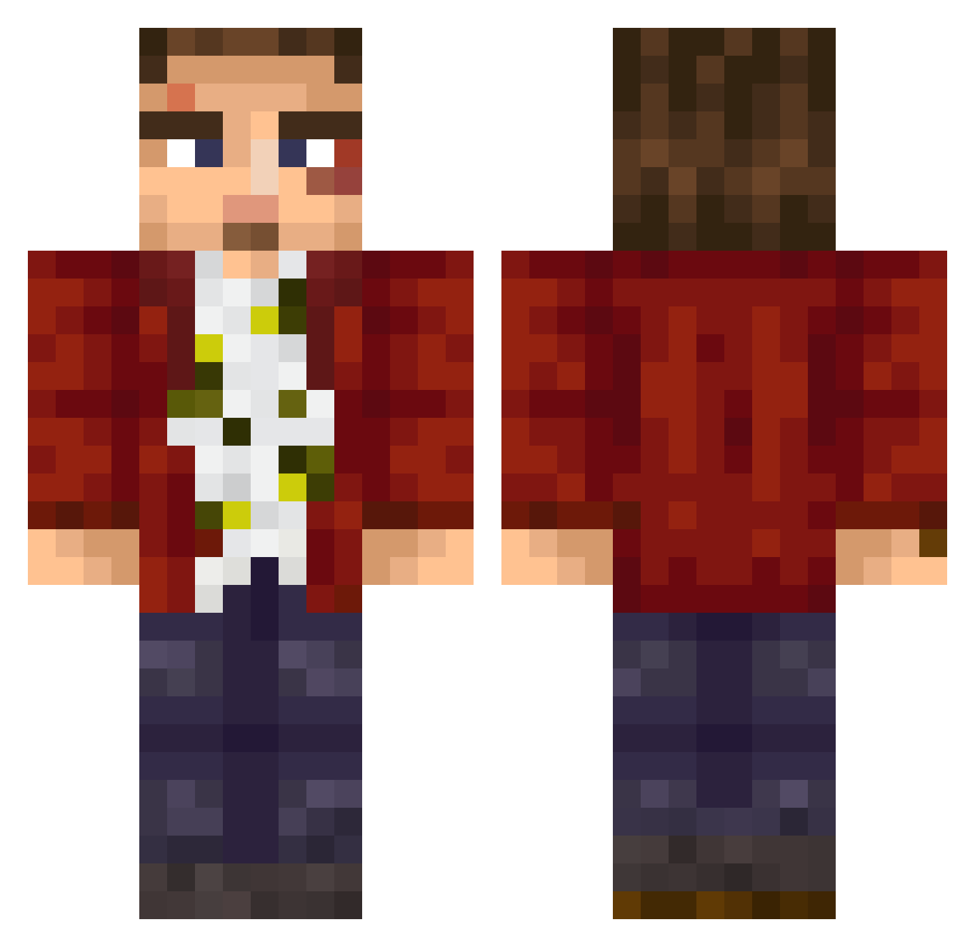Driefan Minecraft skin, front and back view