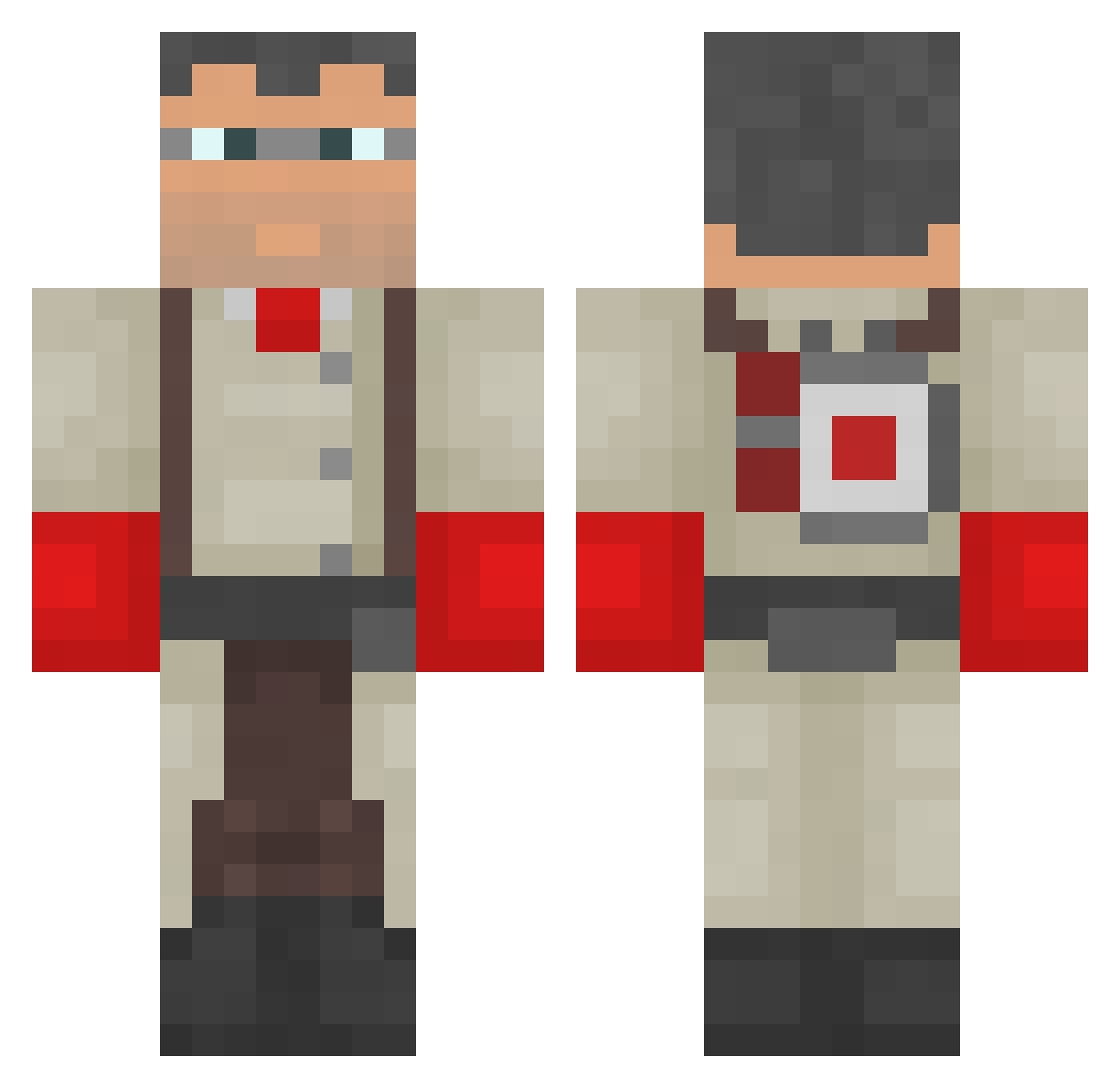 MedicGaming22 Minecraft skin, front and back view