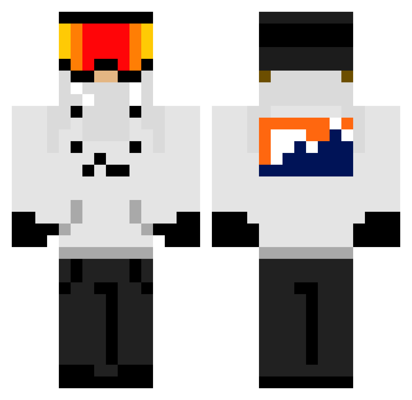 x1te Minecraft skin, front and back view