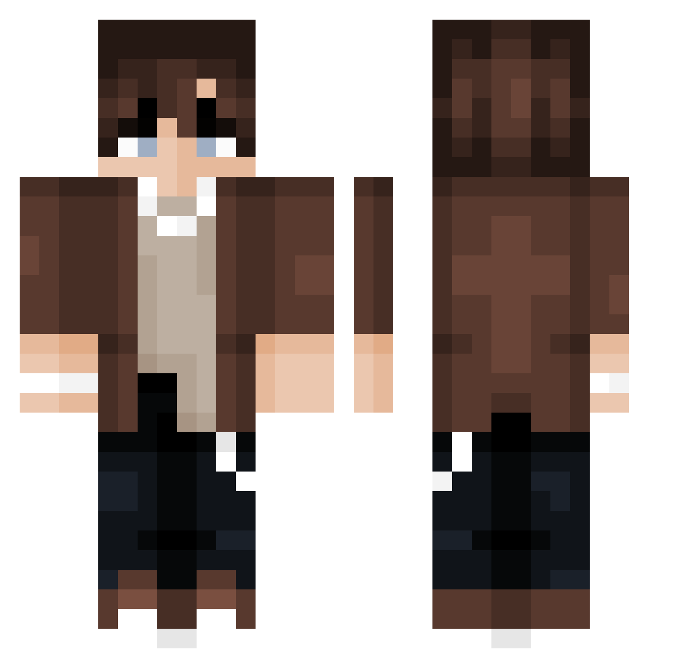 rustile Minecraft skin, front and back view