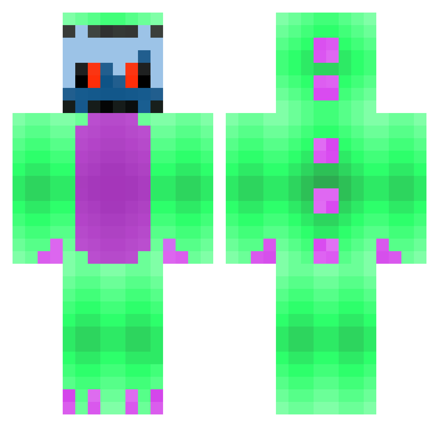Barneytogo Minecraft skin, front and back view