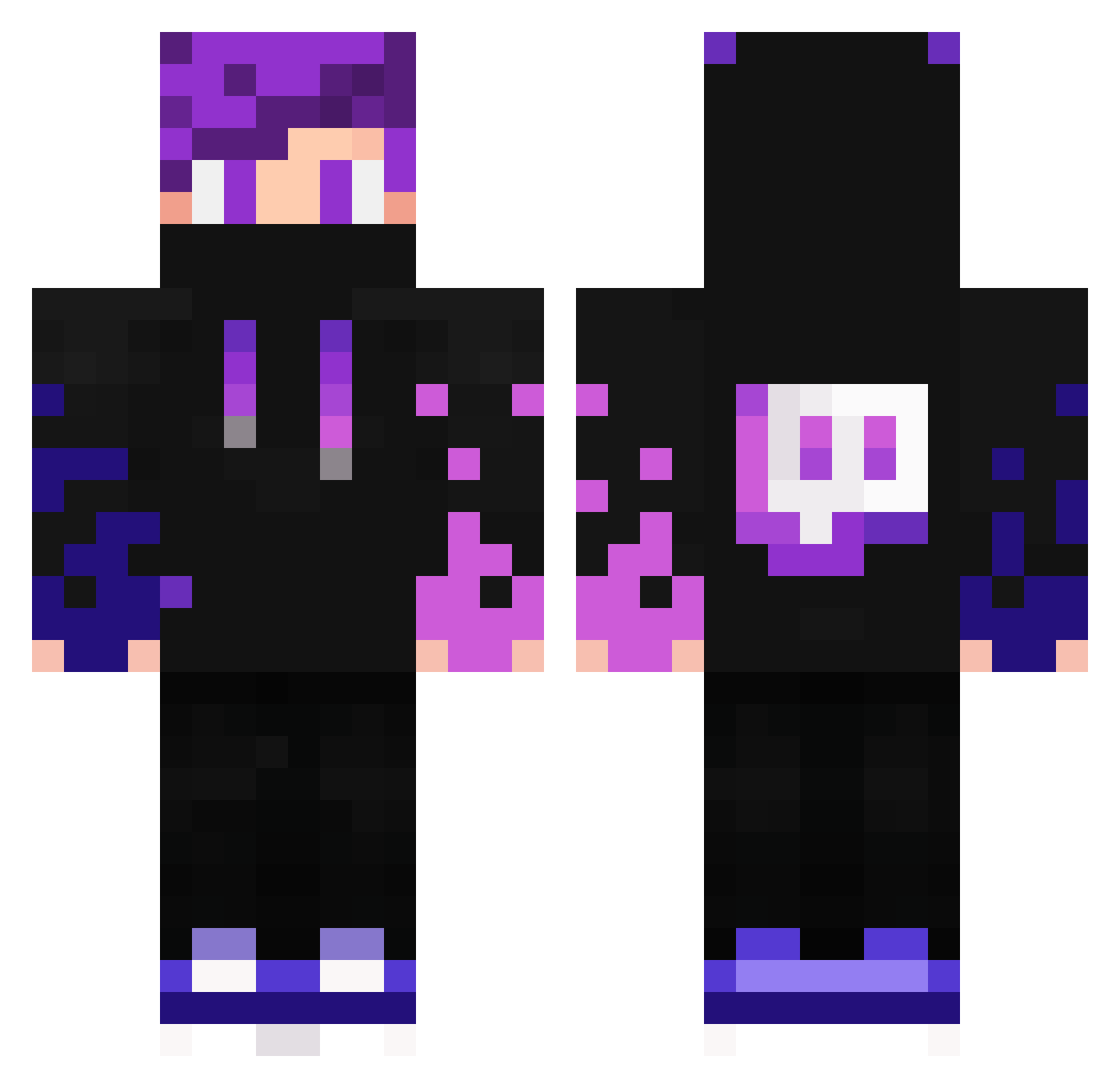 Zaza10 Minecraft skin, front and back view