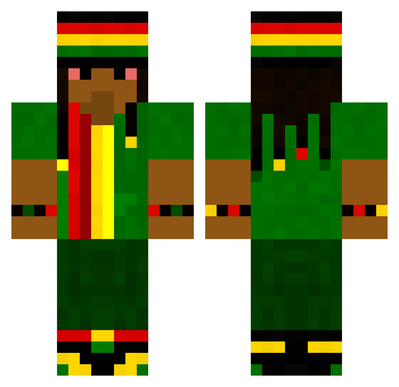 mythisim Minecraft skin, front and back view