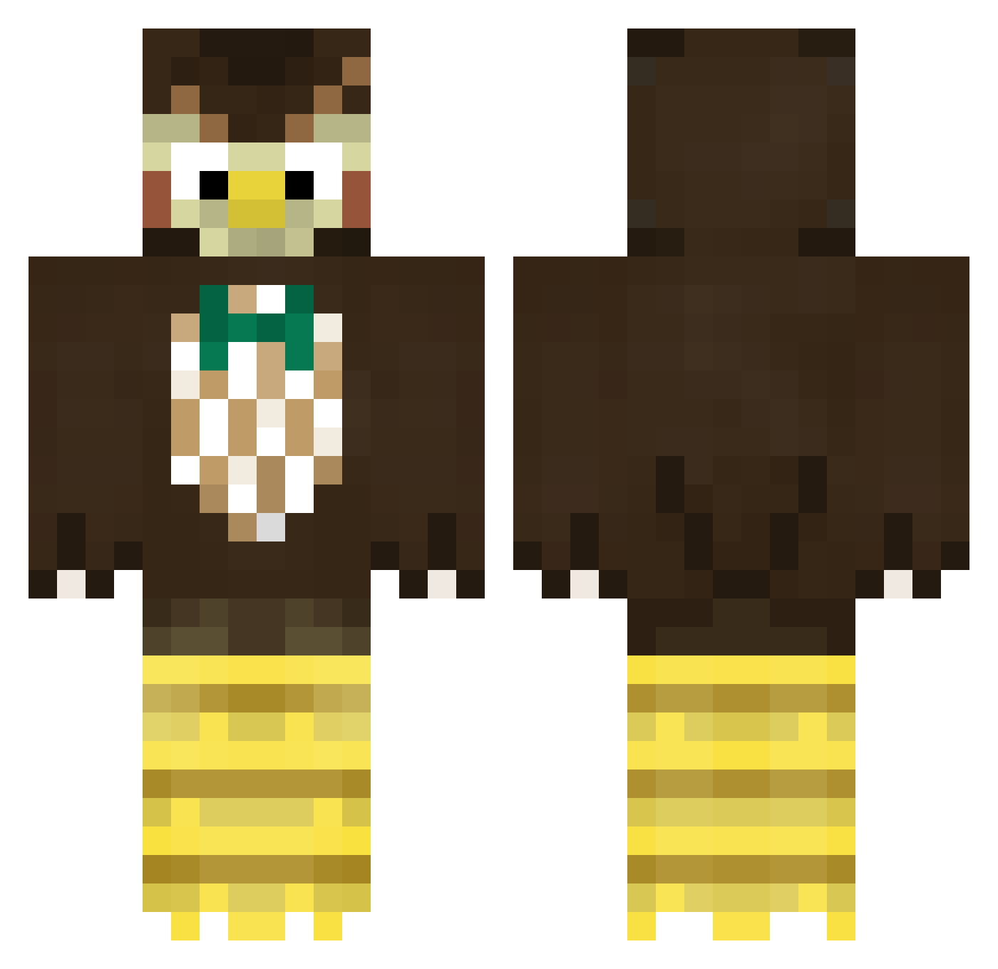Guhbee Minecraft skin, front and back view