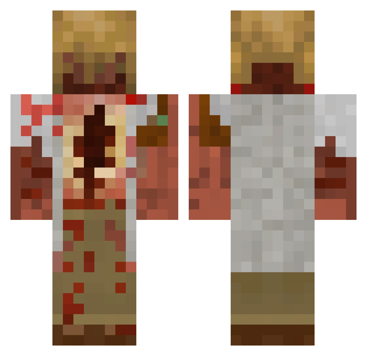 ArocknamedCarl Minecraft skin, front and back view