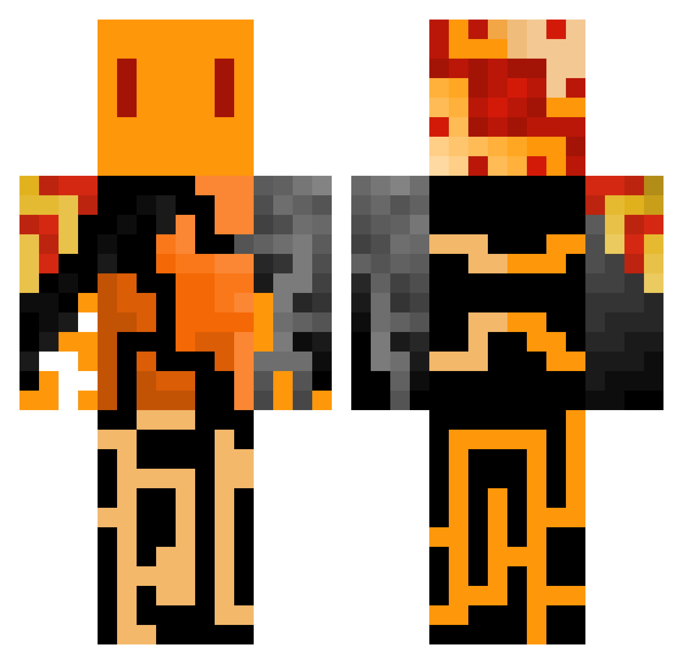 Dogeballor Minecraft skin, front and back view
