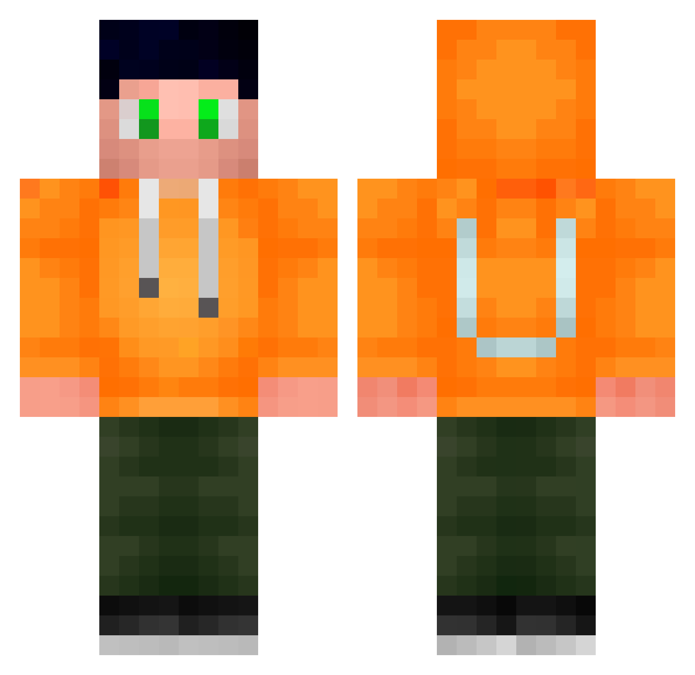 Wolfsorn Minecraft skin, front and back view