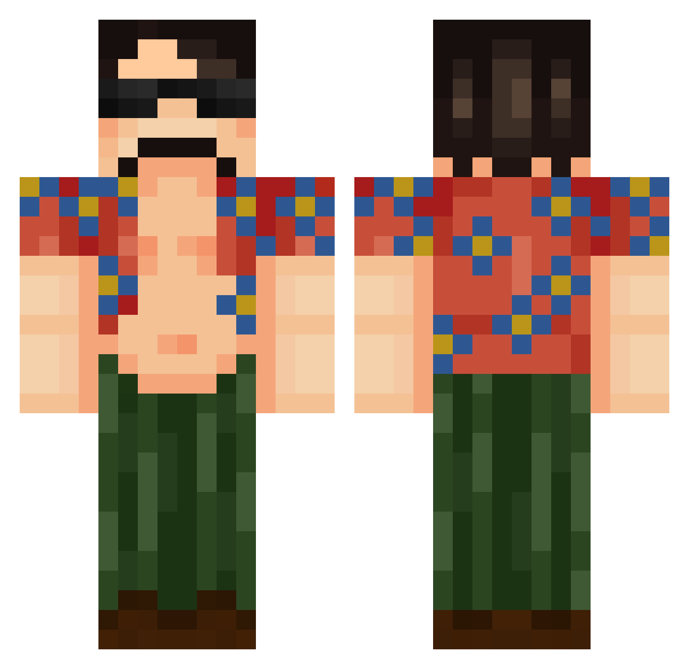 Narcotico Minecraft skin, front and back view