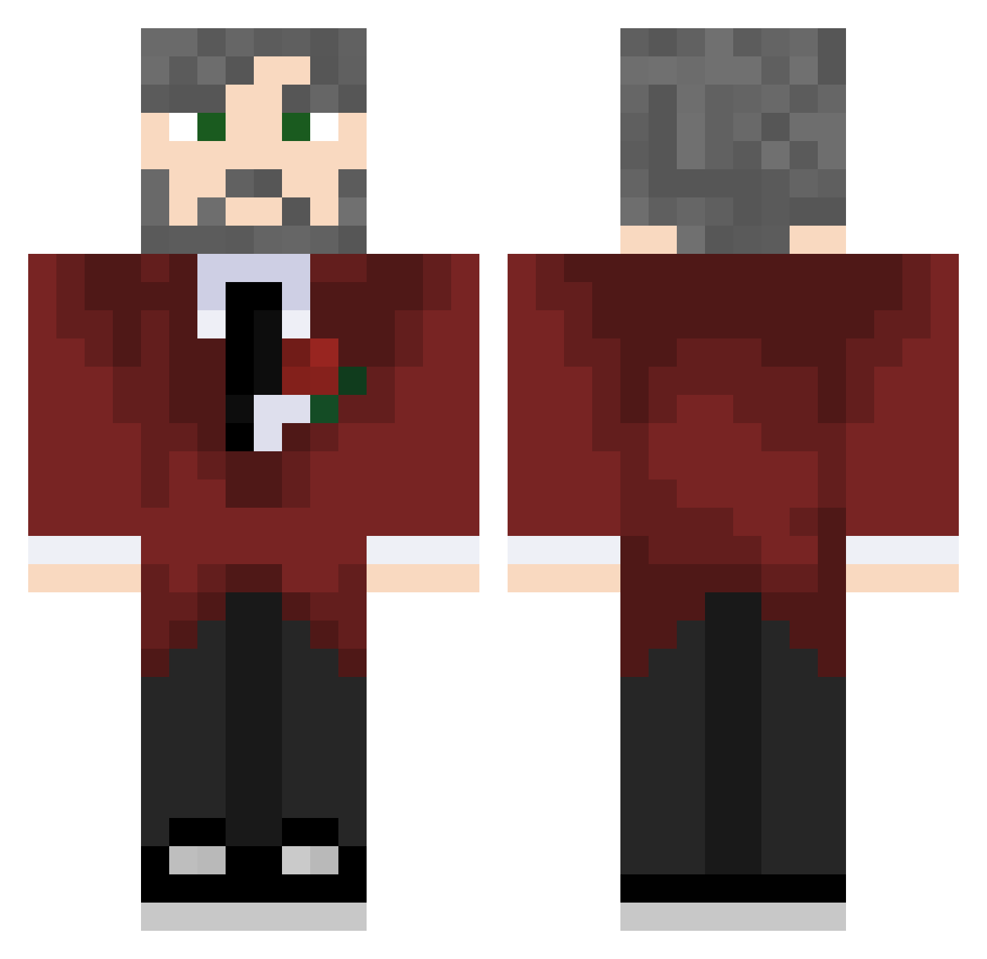 SecretSargon Minecraft skin, front and back view