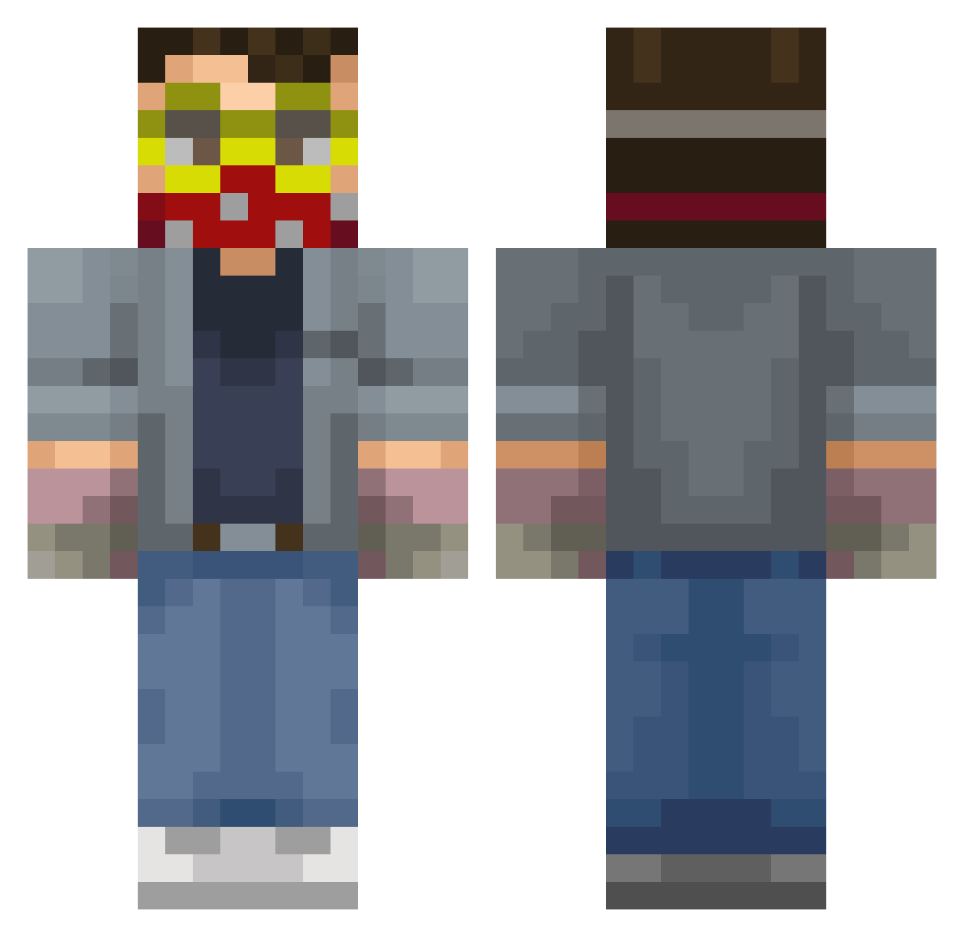 Toast214 Minecraft skin, front and back view