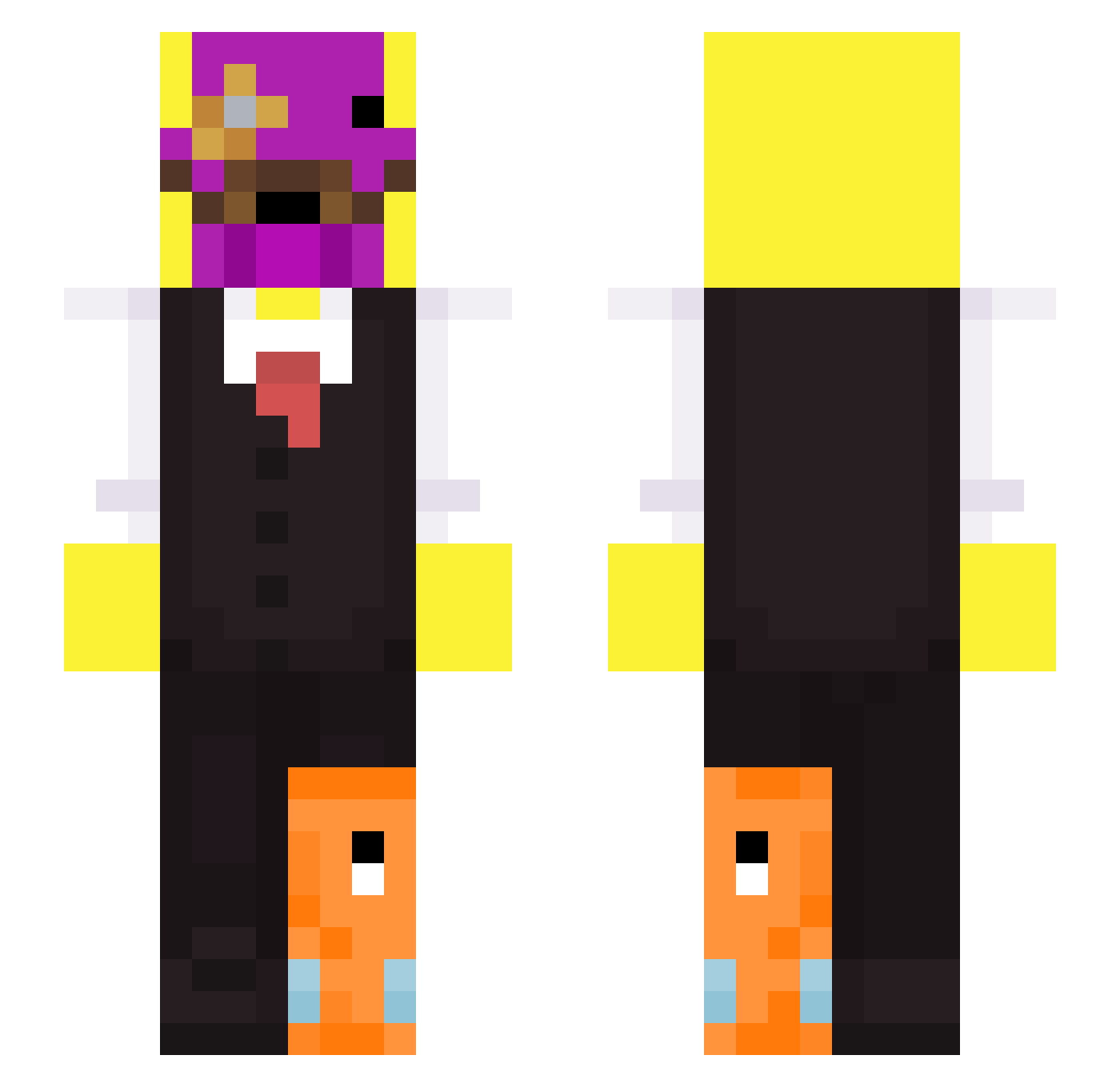 Roki0n Minecraft skin, front and back view