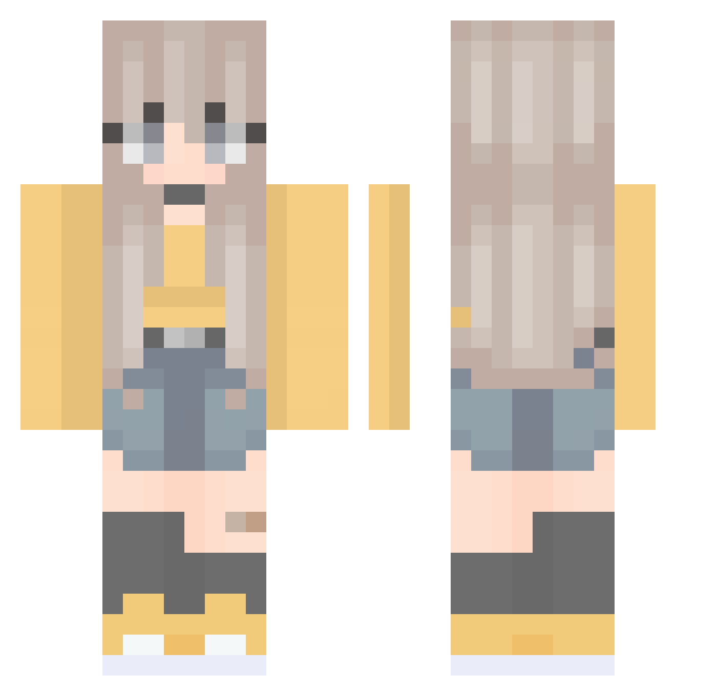 RiverRhino Minecraft skin, front and back view