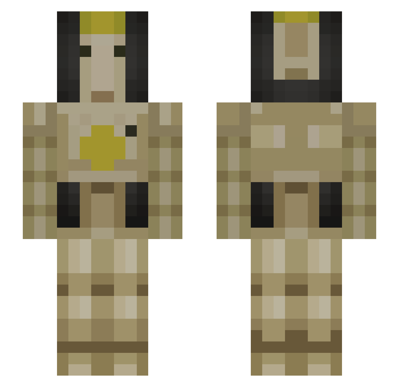 BlockBan Minecraft skin, front and back view
