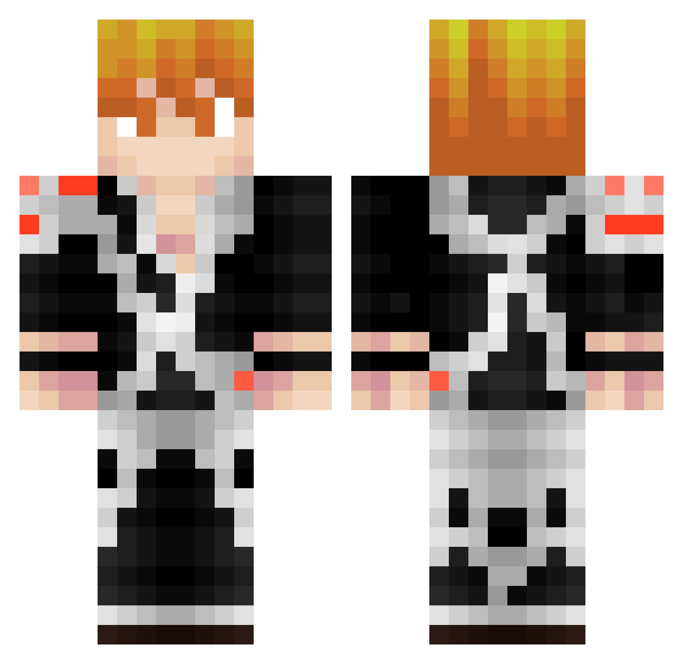 Vertex22 Minecraft skin, front and back view
