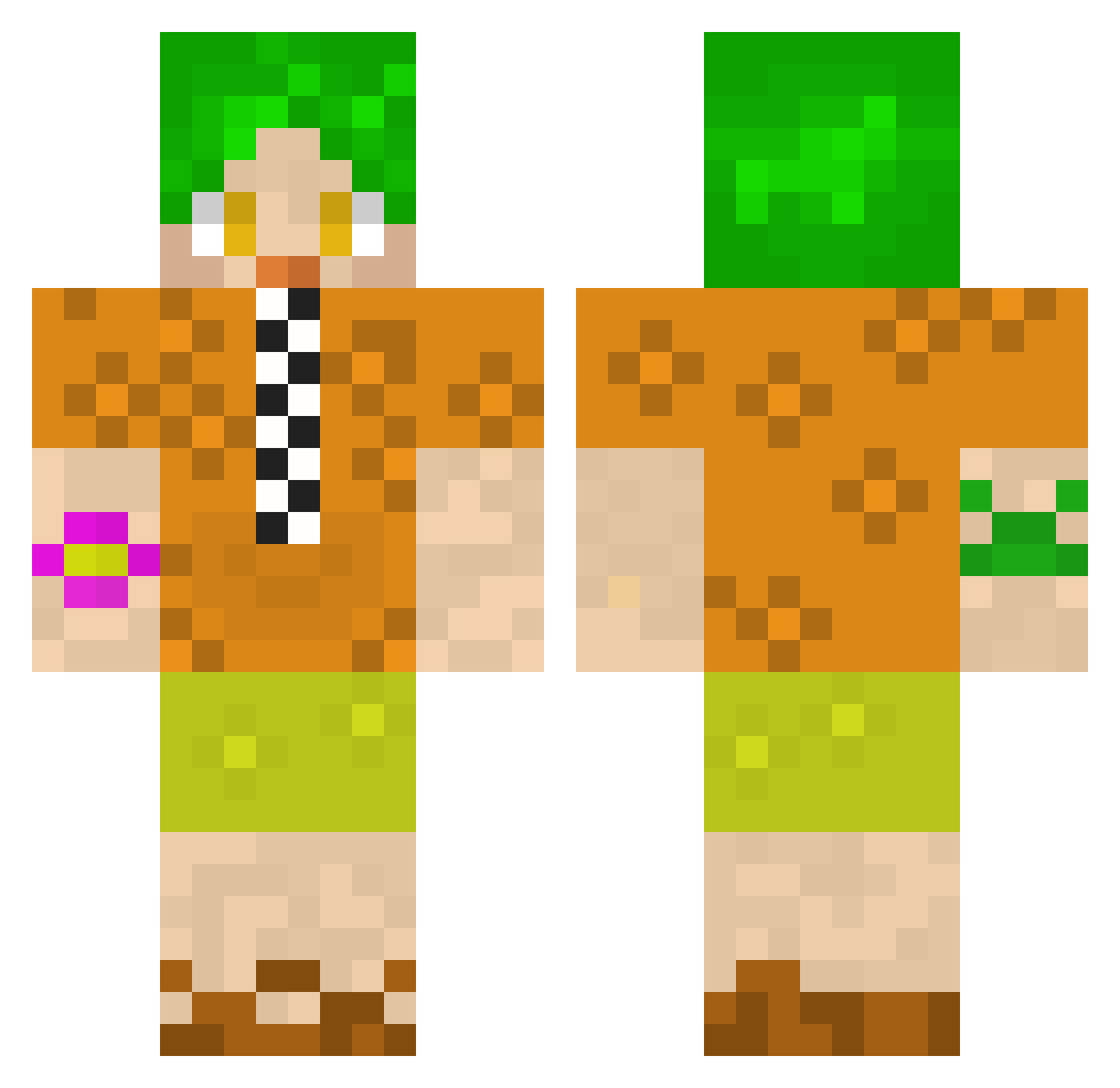 PraYtler Minecraft skin, front and back view