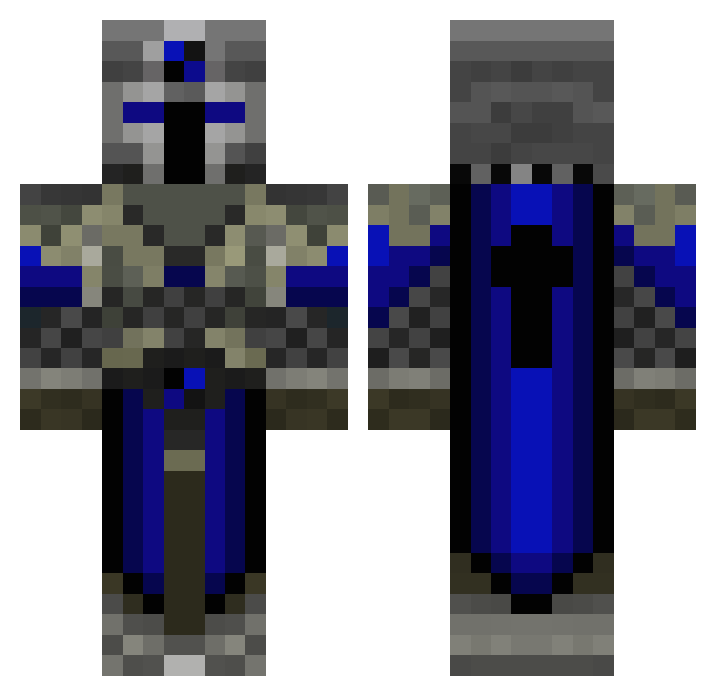 reviews Minecraft skin, front and back view