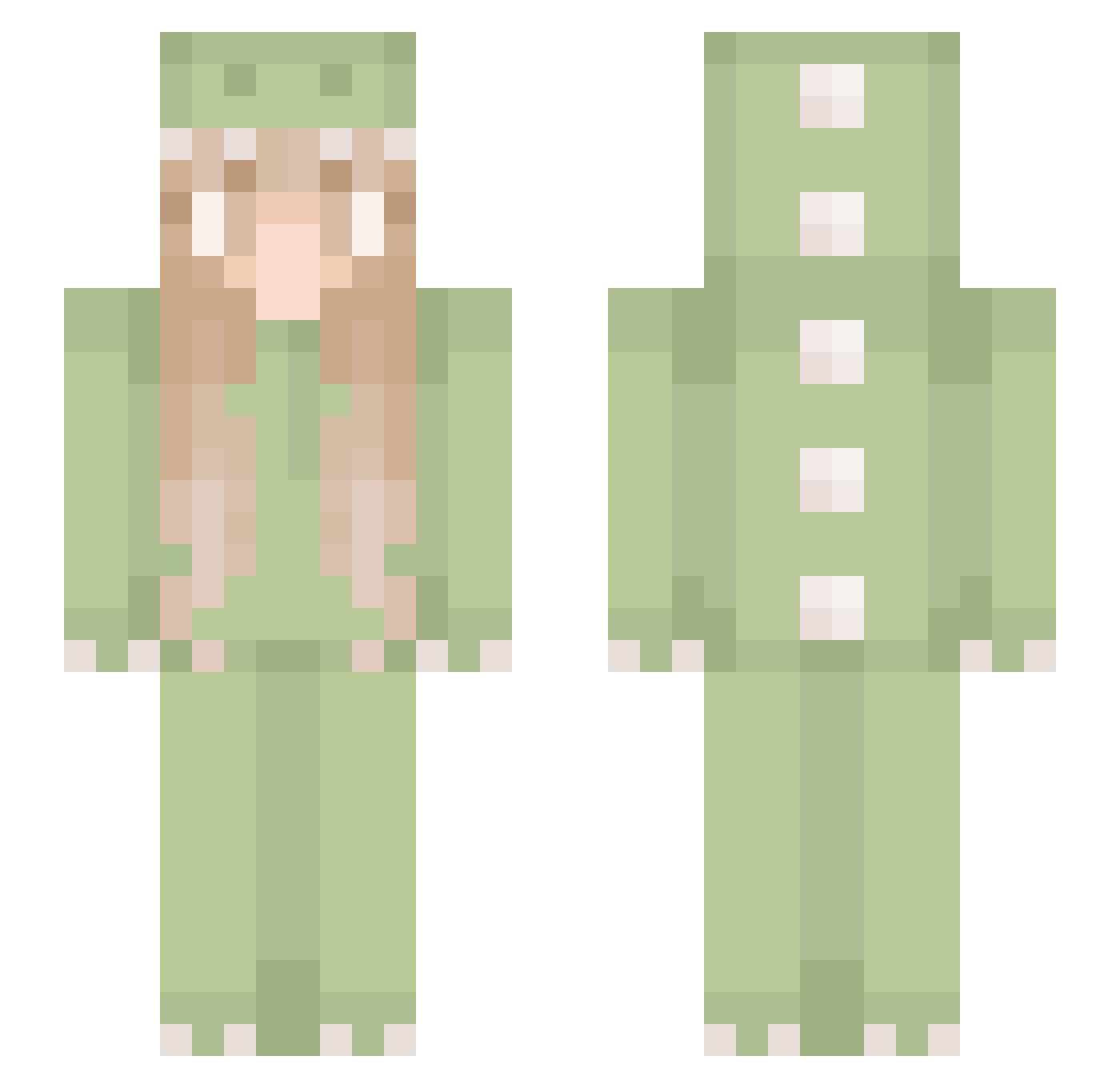 realisticbum Minecraft skin, front and back view