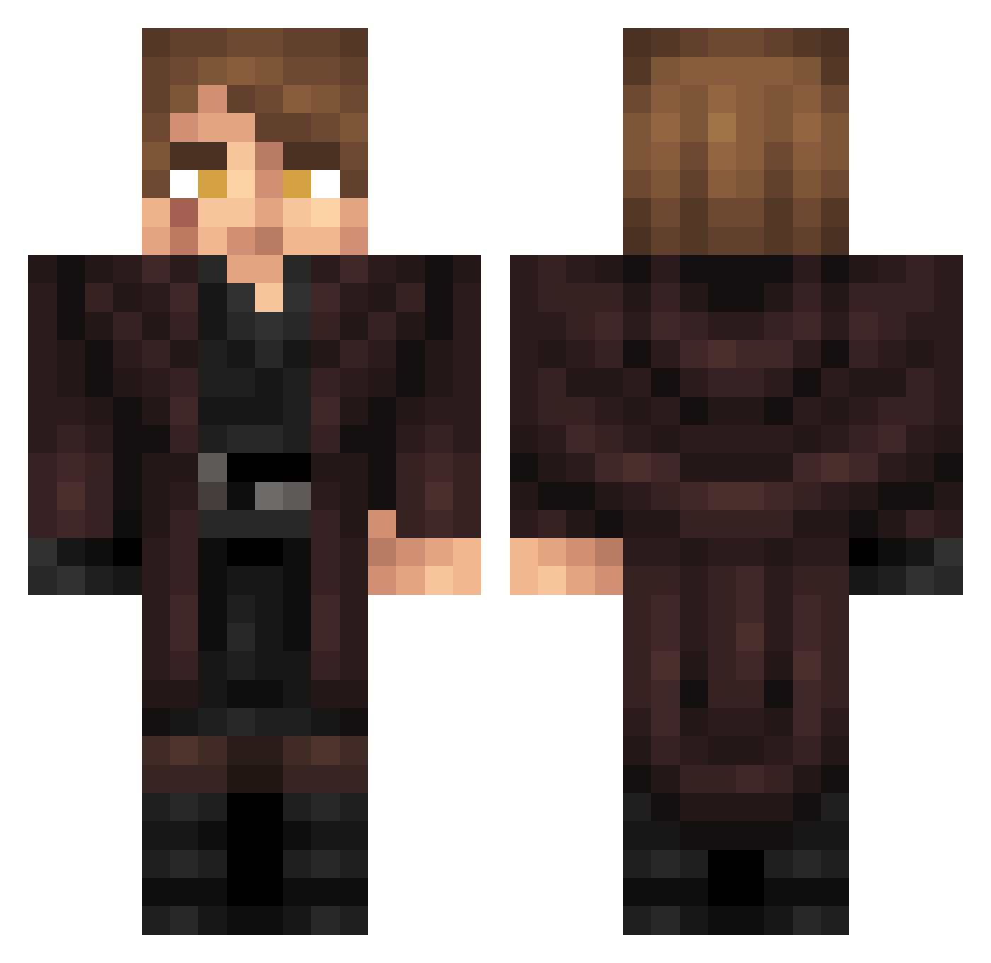 bendrPVP Minecraft skin, front and back view