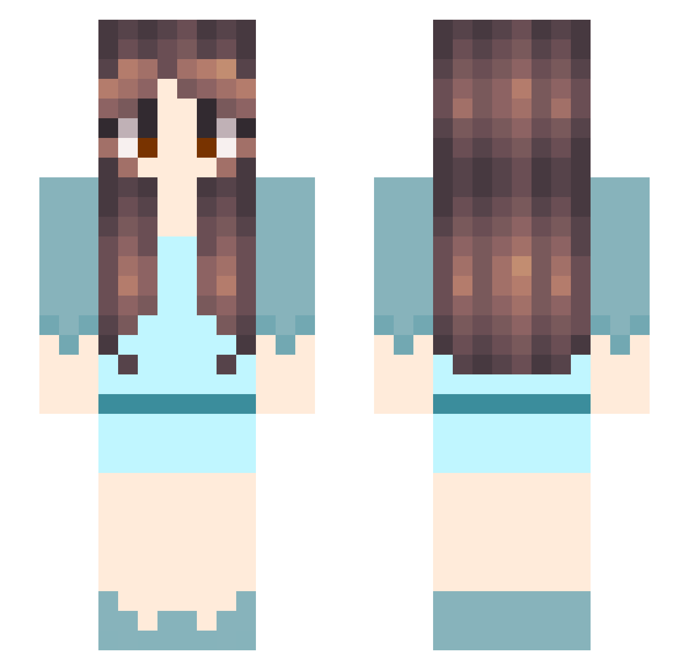 tangentiality Minecraft skin, front and back view