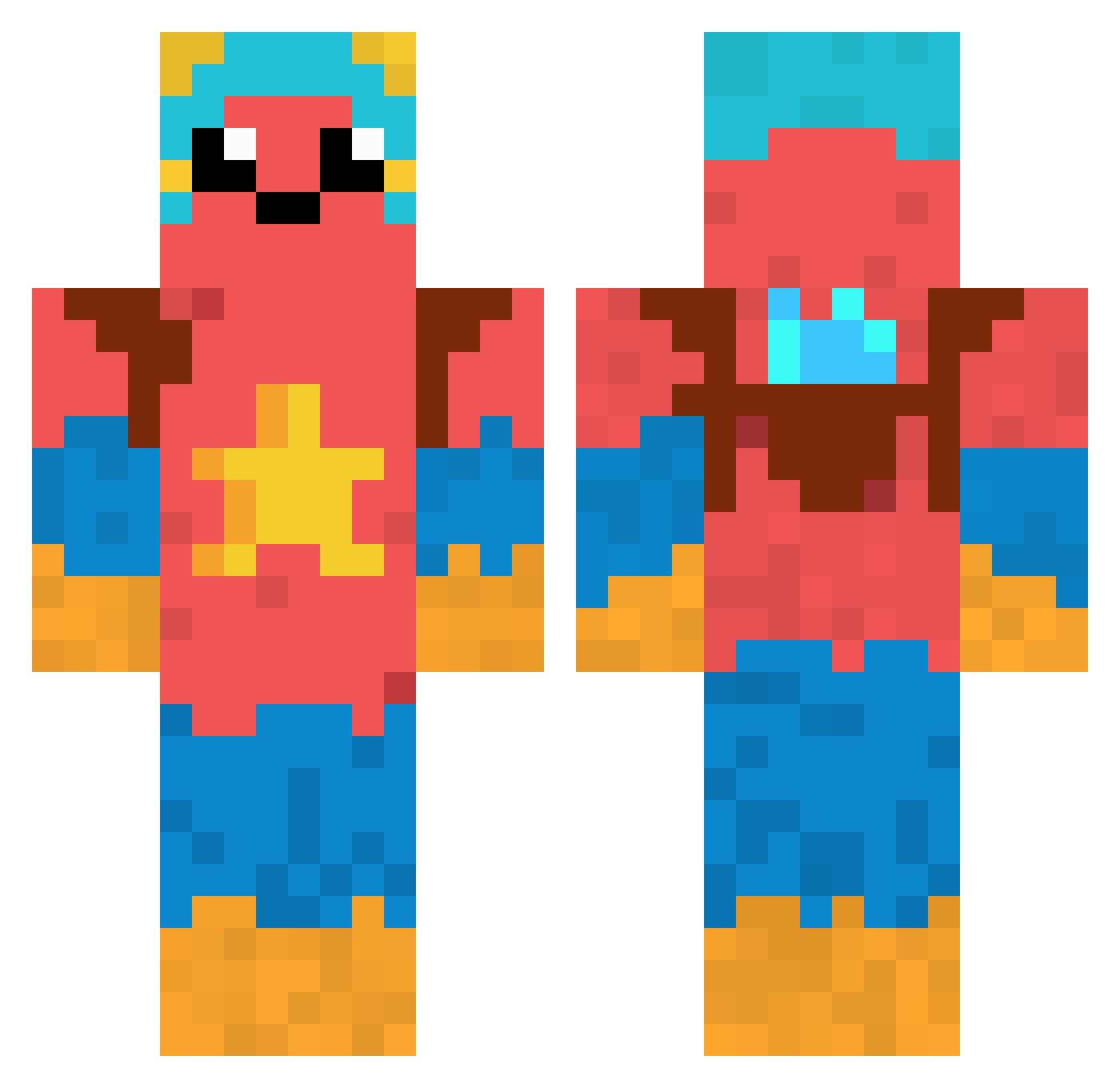 Eroteme Minecraft skin, front and back view
