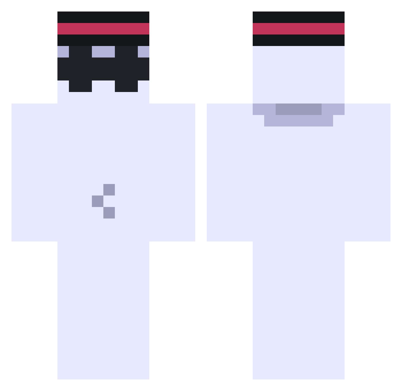 Crackper Minecraft skin, front and back view