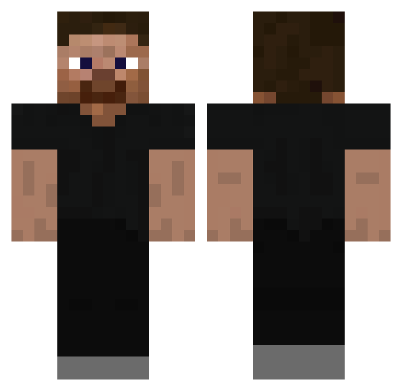 Neztrx Minecraft skin, front and back view