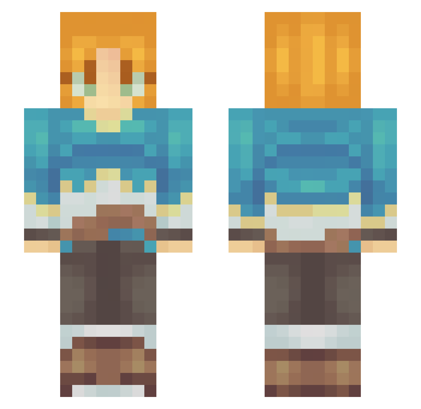 LinkValentine Minecraft skin, front and back view