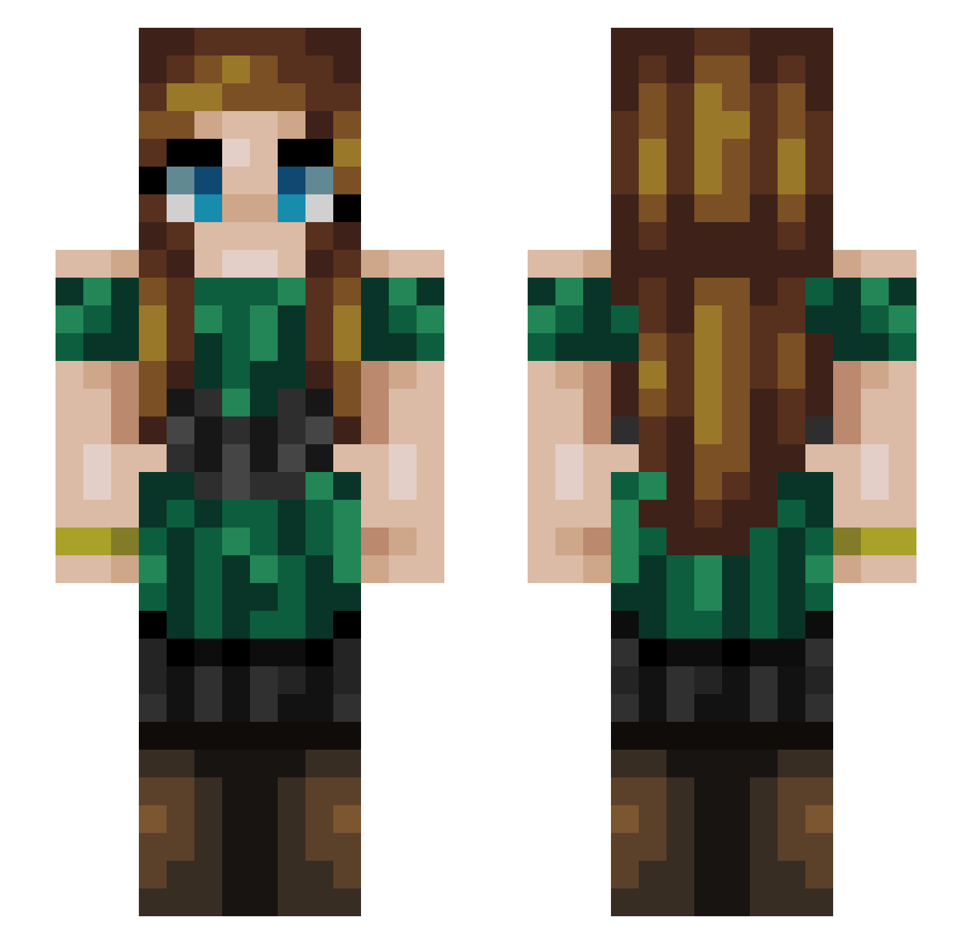 Uniaxial Minecraft skin, front and back view