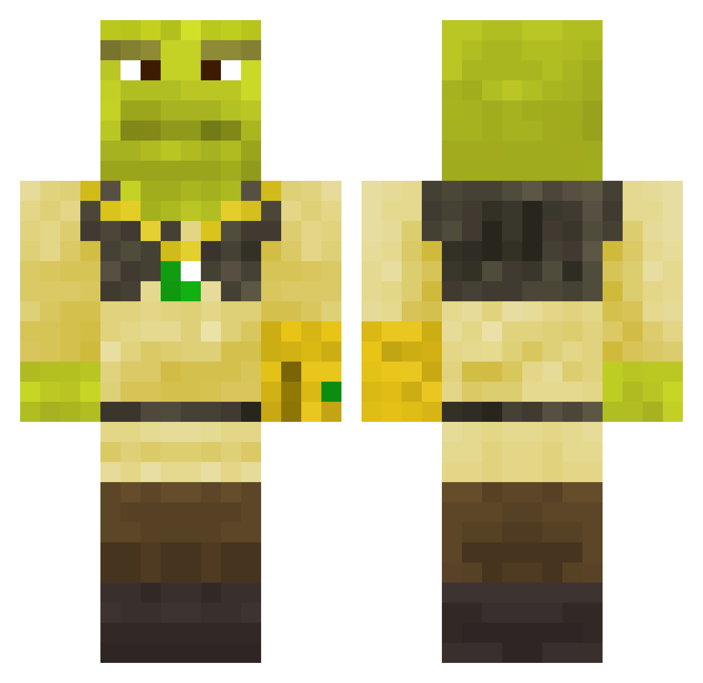SplitBananas Minecraft skin, front and back view