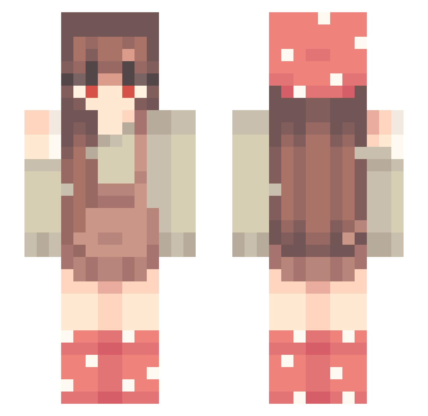 Rinanana Minecraft skin, front and back view