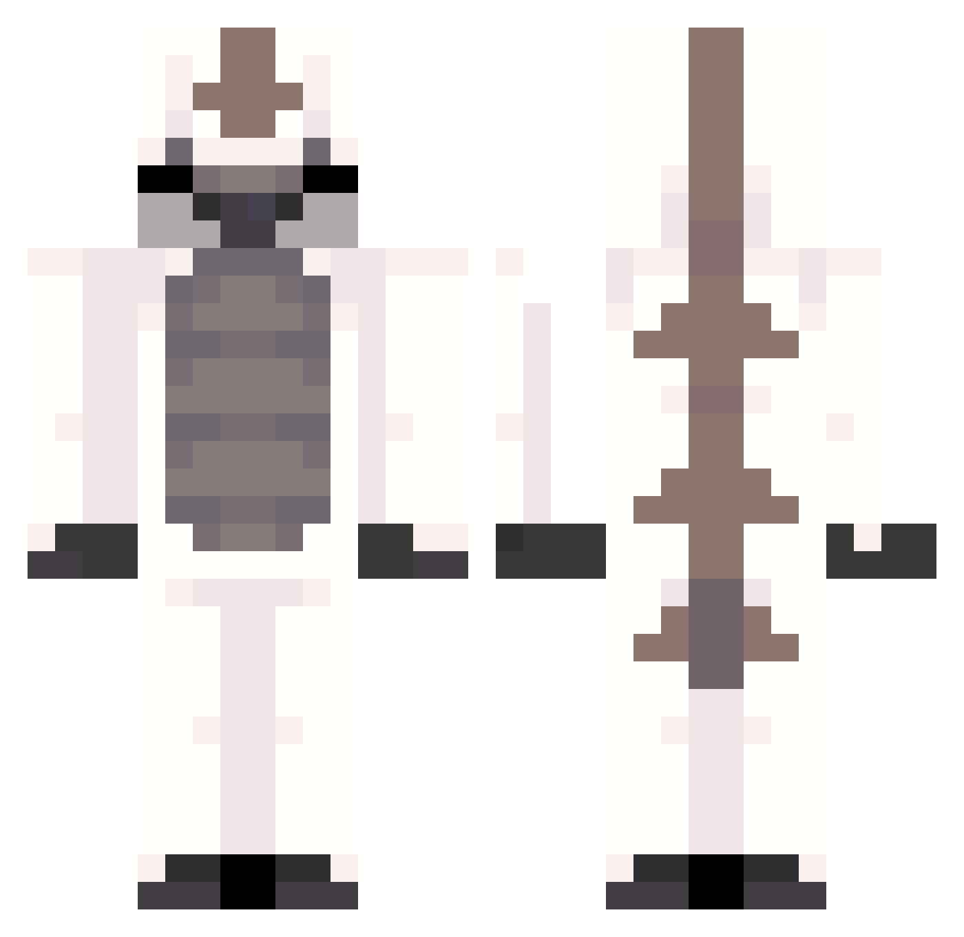CFRs Minecraft skin, front and back view