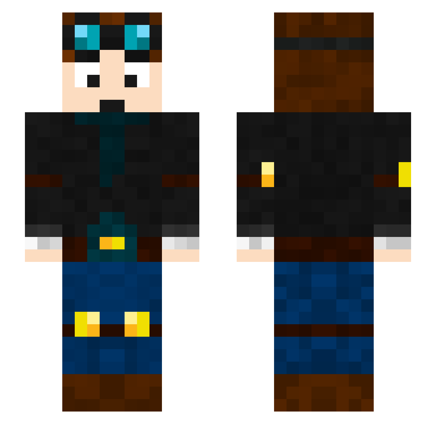 yBislol Minecraft skin, front and back view