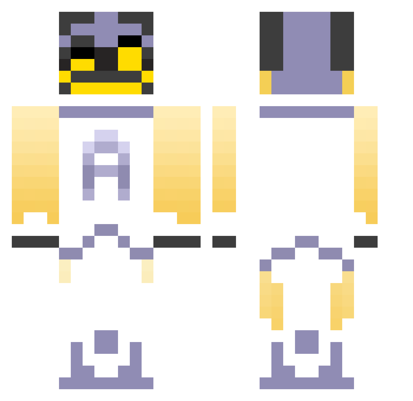 SuperSamuel Minecraft skin, front and back view