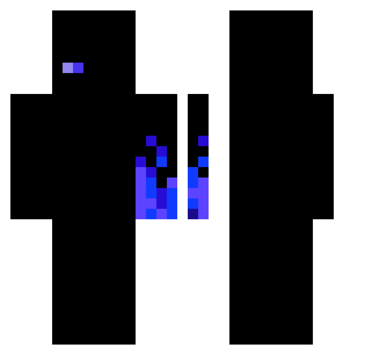xi3n Minecraft skin, front and back view