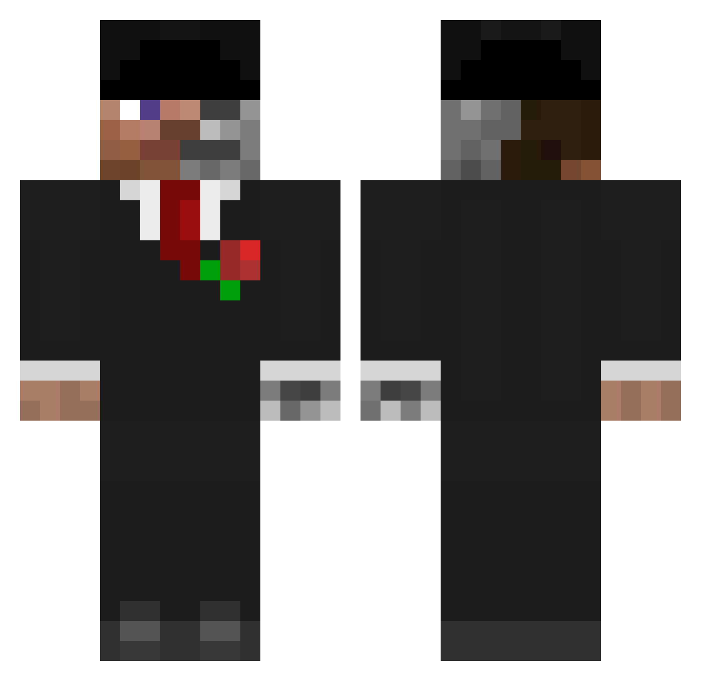 crowlerXX Minecraft skin, front and back view