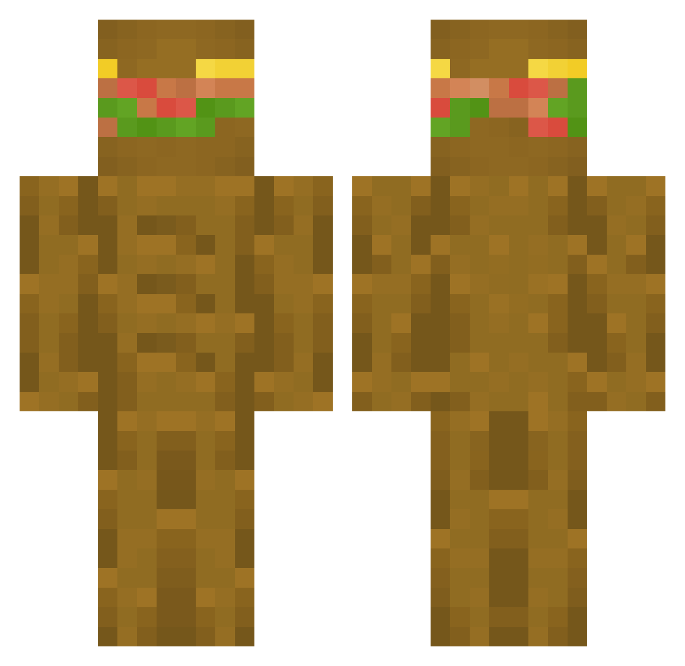 XsandwichX Minecraft skin, front and back view