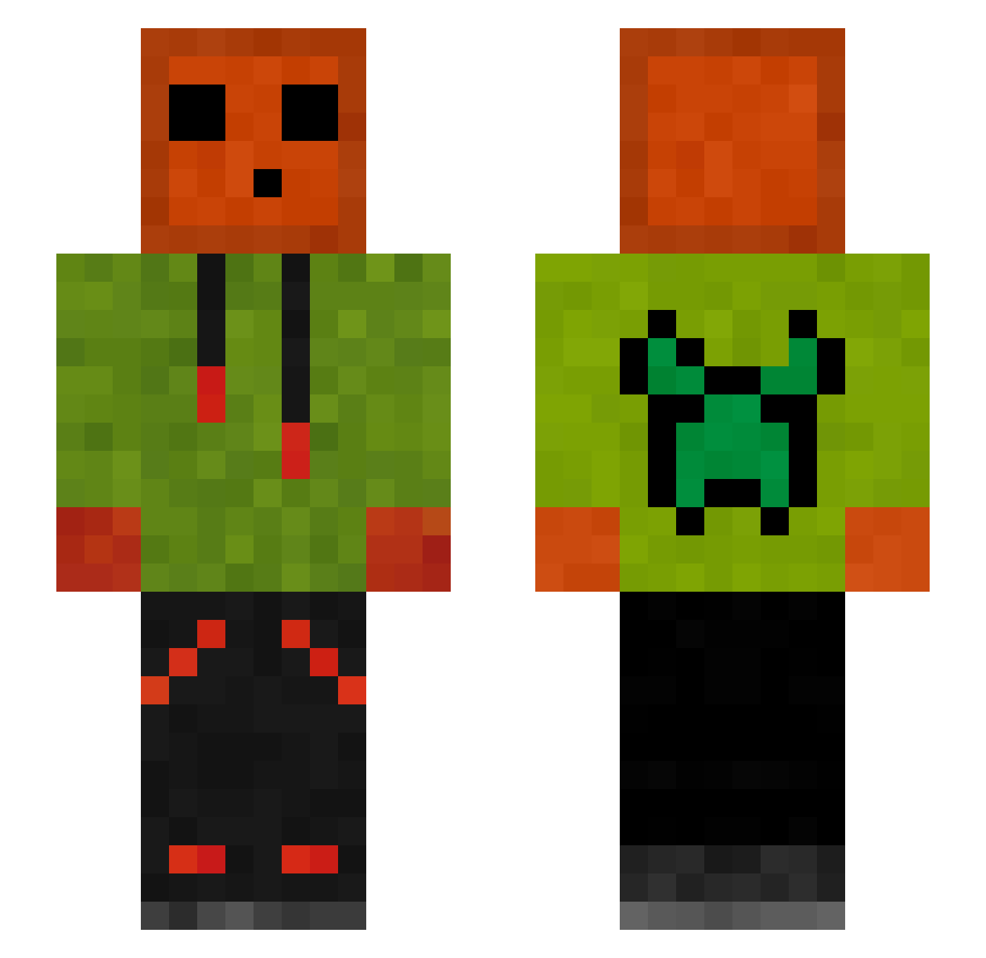 Vallewess Minecraft skin, front and back view