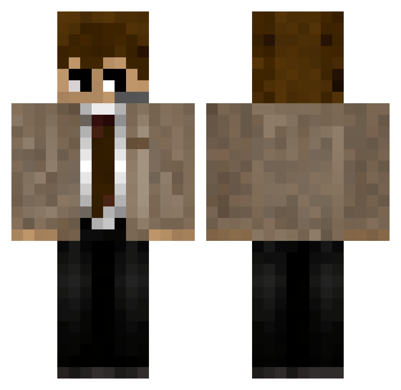 DevinGun Minecraft skin, front and back view