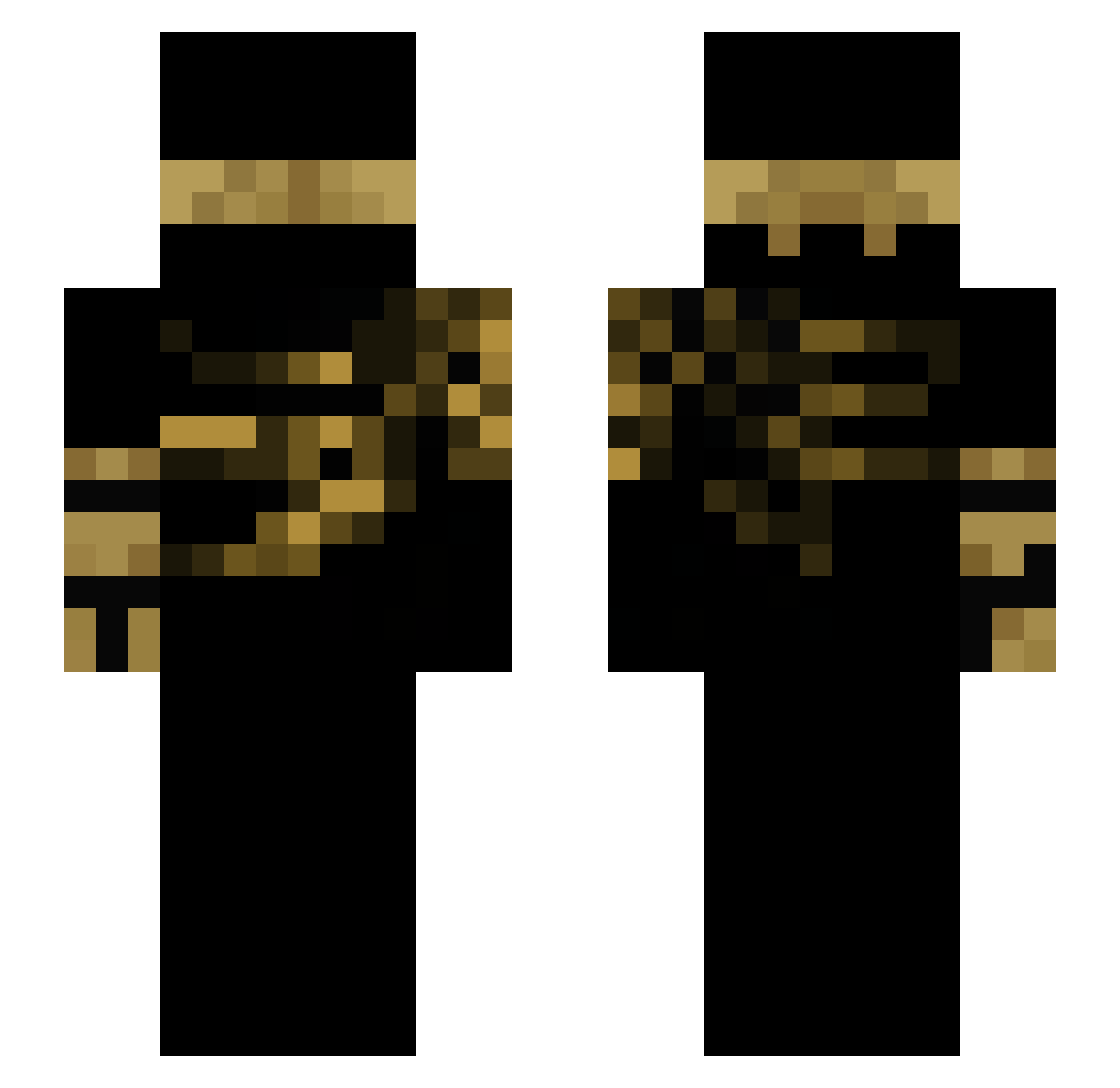 Golditty Minecraft skin, front and back view