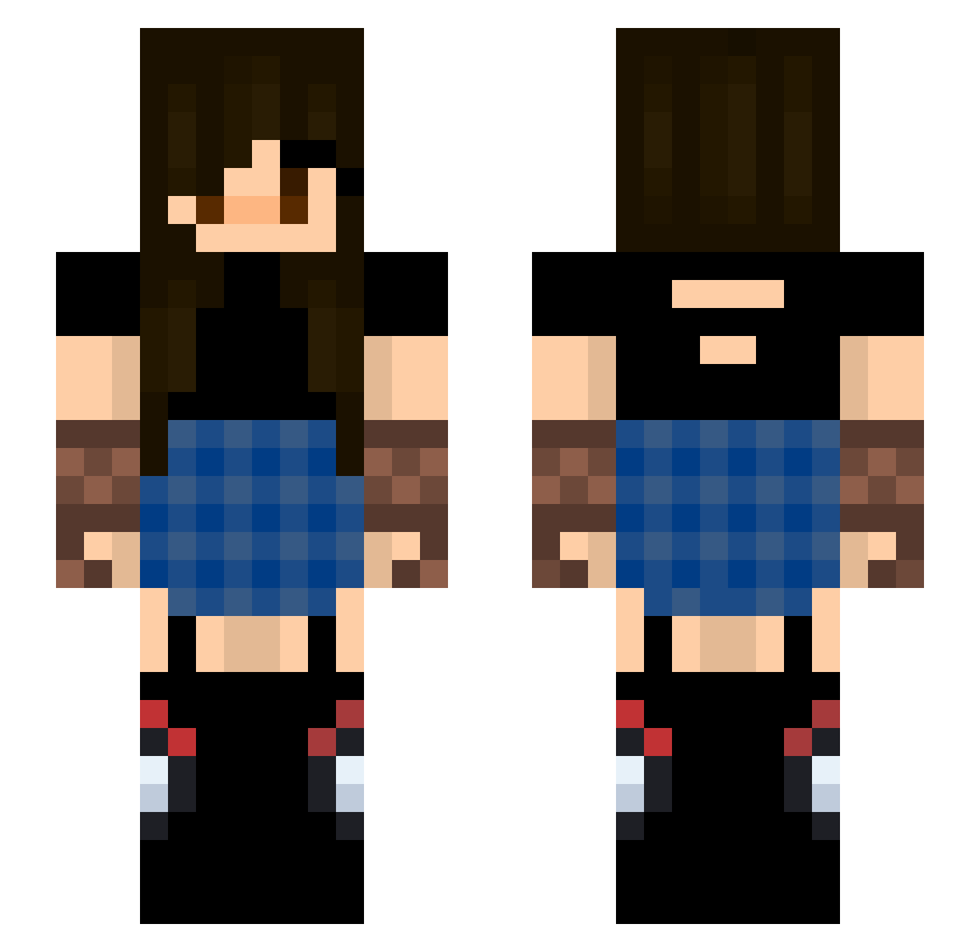 PrettyFlowah Minecraft skin, front and back view