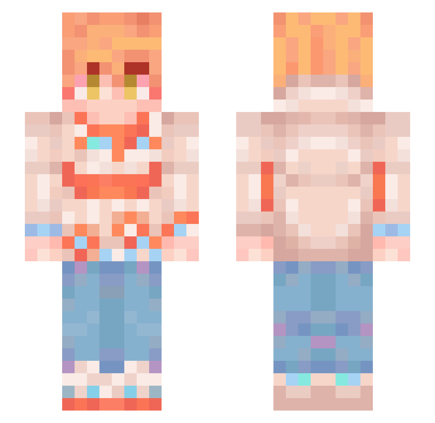 hicserrecht Minecraft skin, front and back view