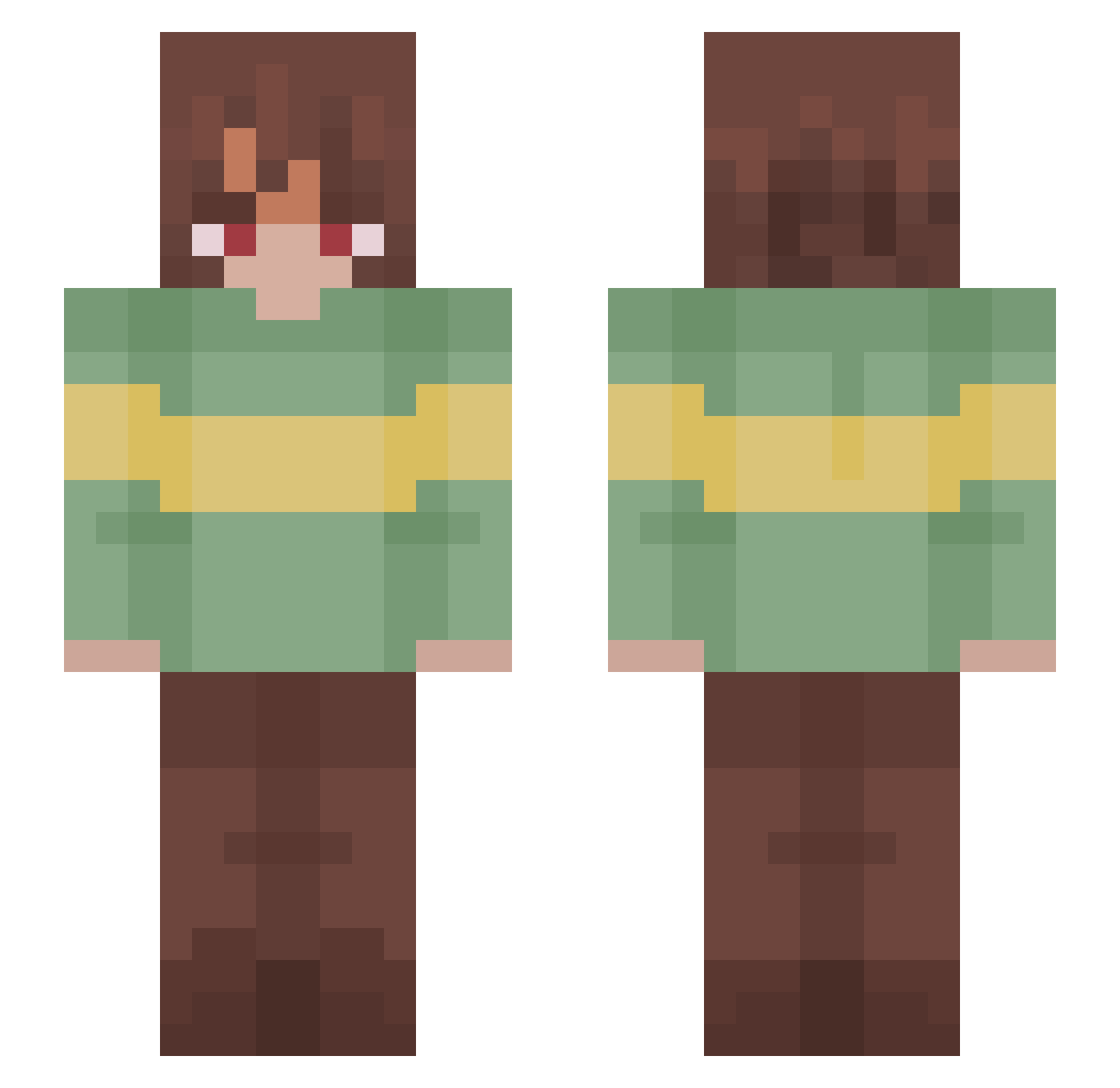 professaurus Minecraft skin, front and back view