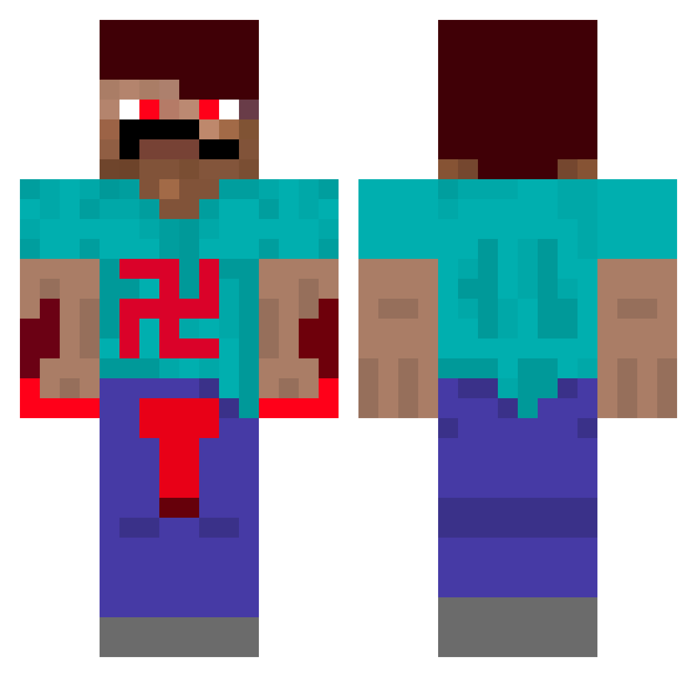 BabaODGeografi Minecraft skin, front and back view